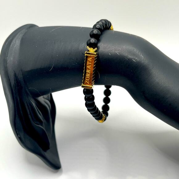 Zorrata Three Stones black onyx stone bracelet - Picture 2 of 4